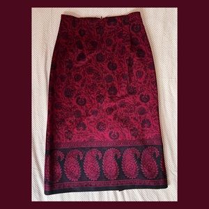 🥀 Y2K Psychedelic Burgundy Paisley Print Maxi Skirt 🥀